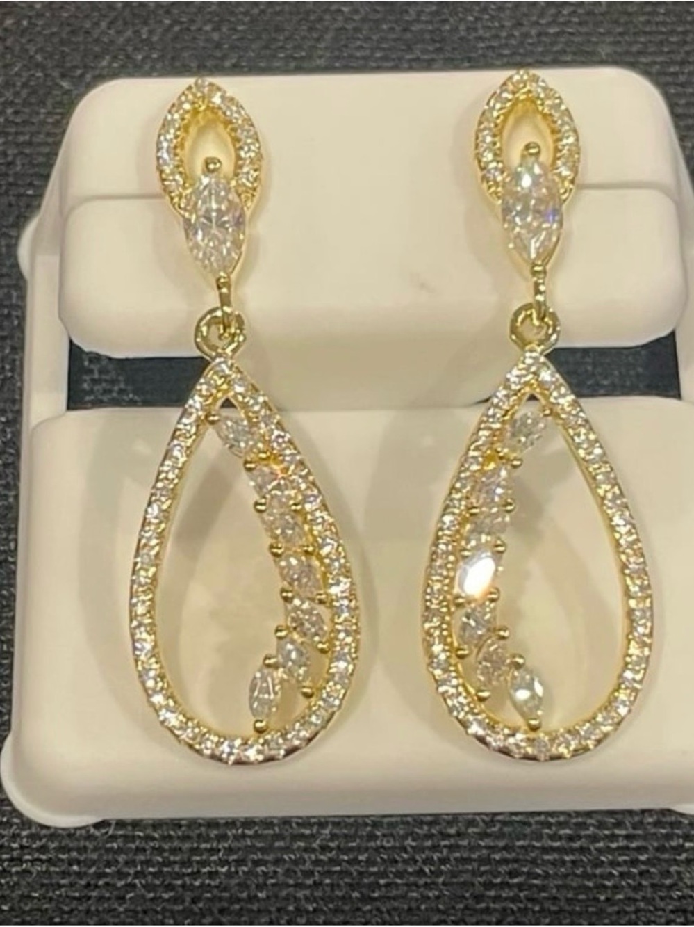 14k gold over 925 silver 3.00ctw Moissanite,  push back, dangle earrings